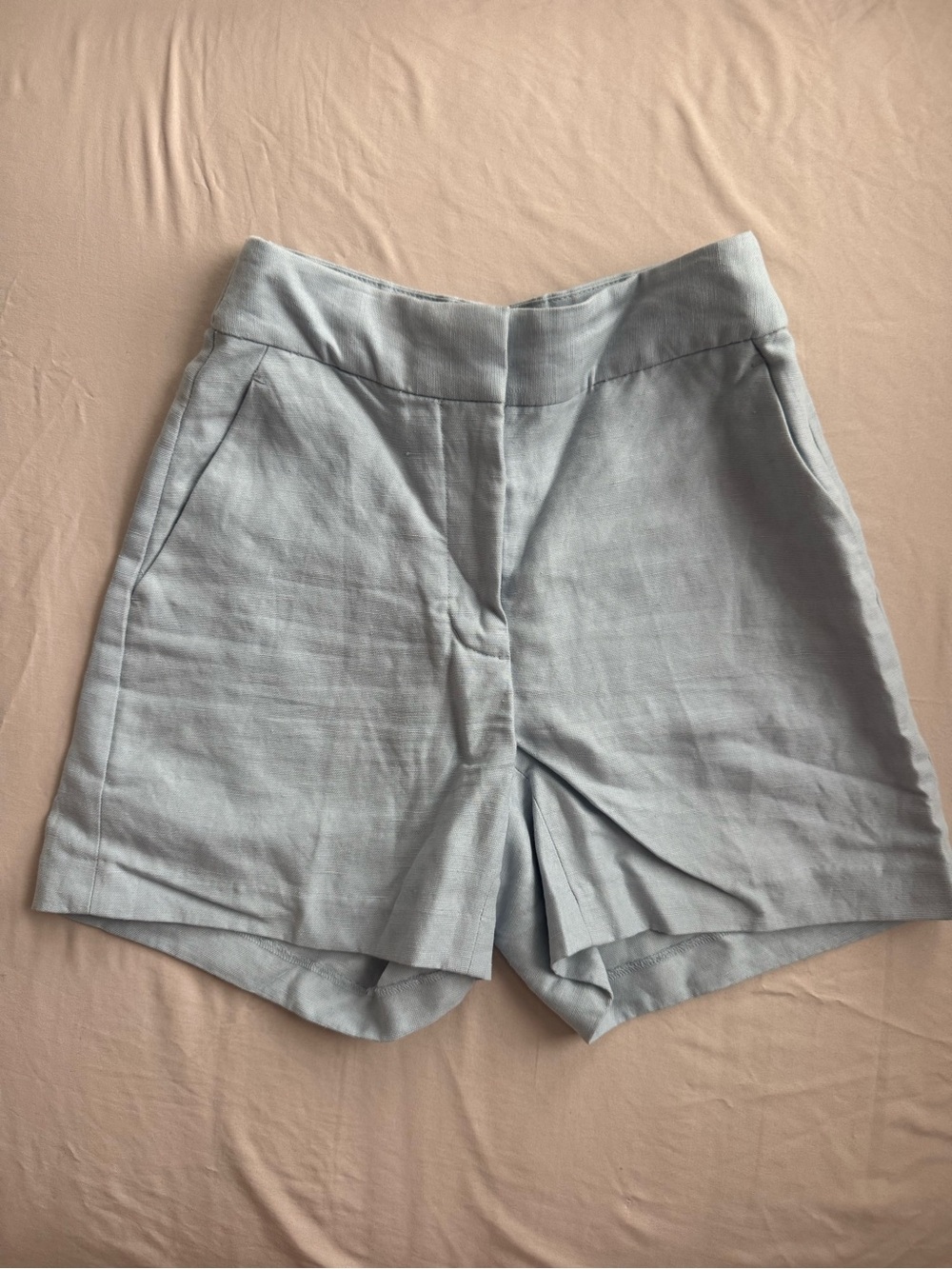 Aritzia the limitless high waist short mid-thigh cruise linen dew blue 00